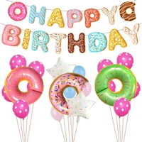 1set donut dessert happy birthday party decoration kids globos party balloons kids children baby shower cake birthday decor