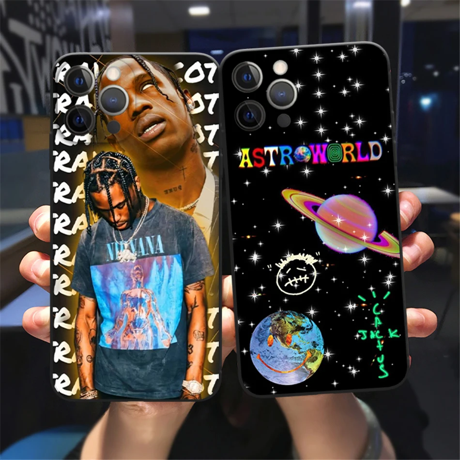 

Hot jack travis scott hiphop Phone Case For iPhone 11 12 13 Pro Max X XR XSMAX X 6s 8 7 Plus Luxury Black Soft Bumper Back Cover