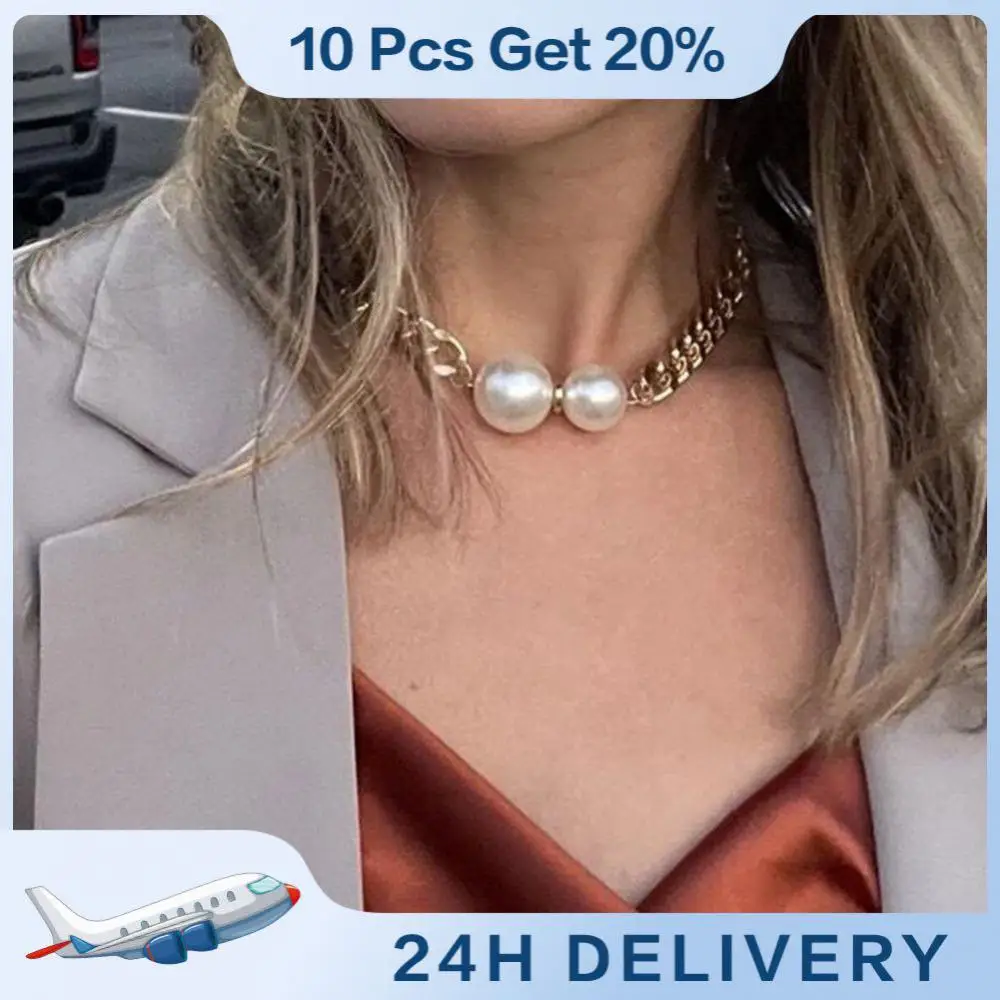 

Simple Necklace Fashion Metal Geometric Pearl Women Jewelry Choker Necklace Trendy Girl Gift Pear Necklace Clavicle Chain