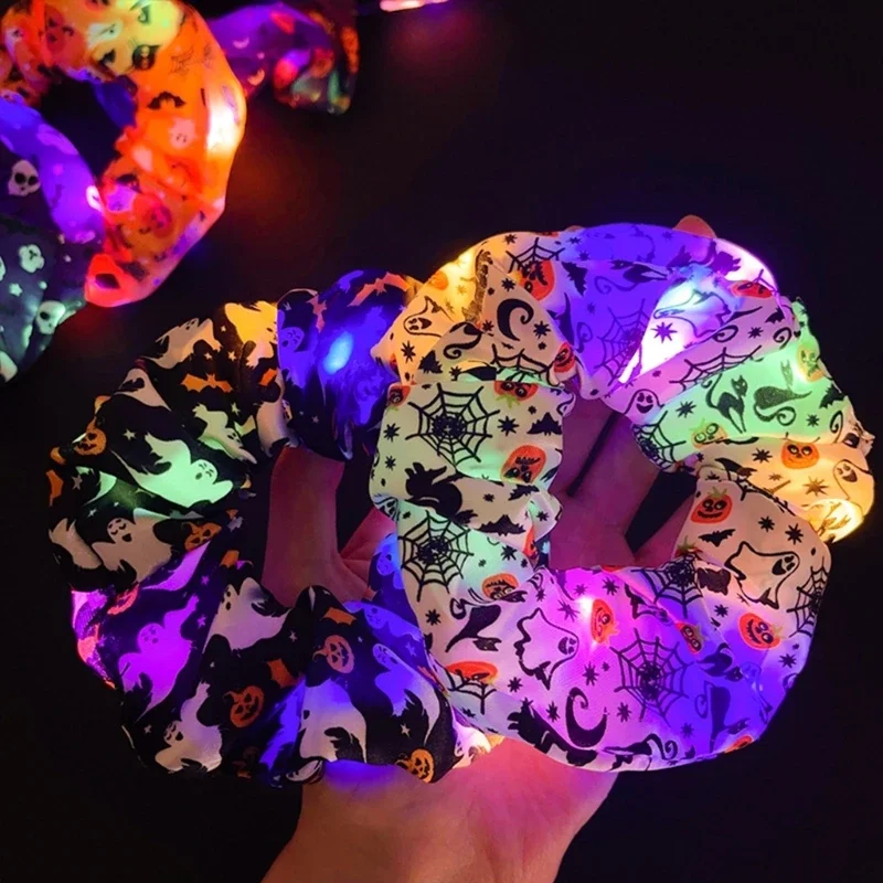 6 стилей светящиеся резинки для волос на Хэллоуин новинка повязки со скелетом и