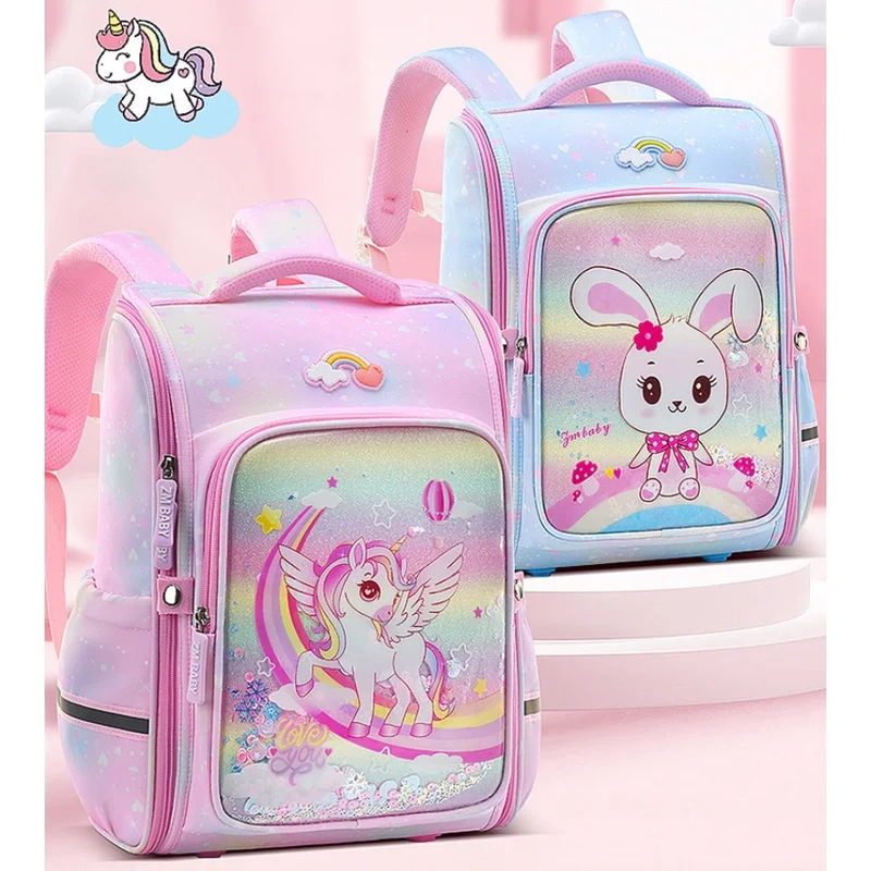 Girls Princess Mermaids Unicorn Rabbit Cartoon Sweet Backpacks New Children Primary School Students Cute Large Capacity Bags Hot