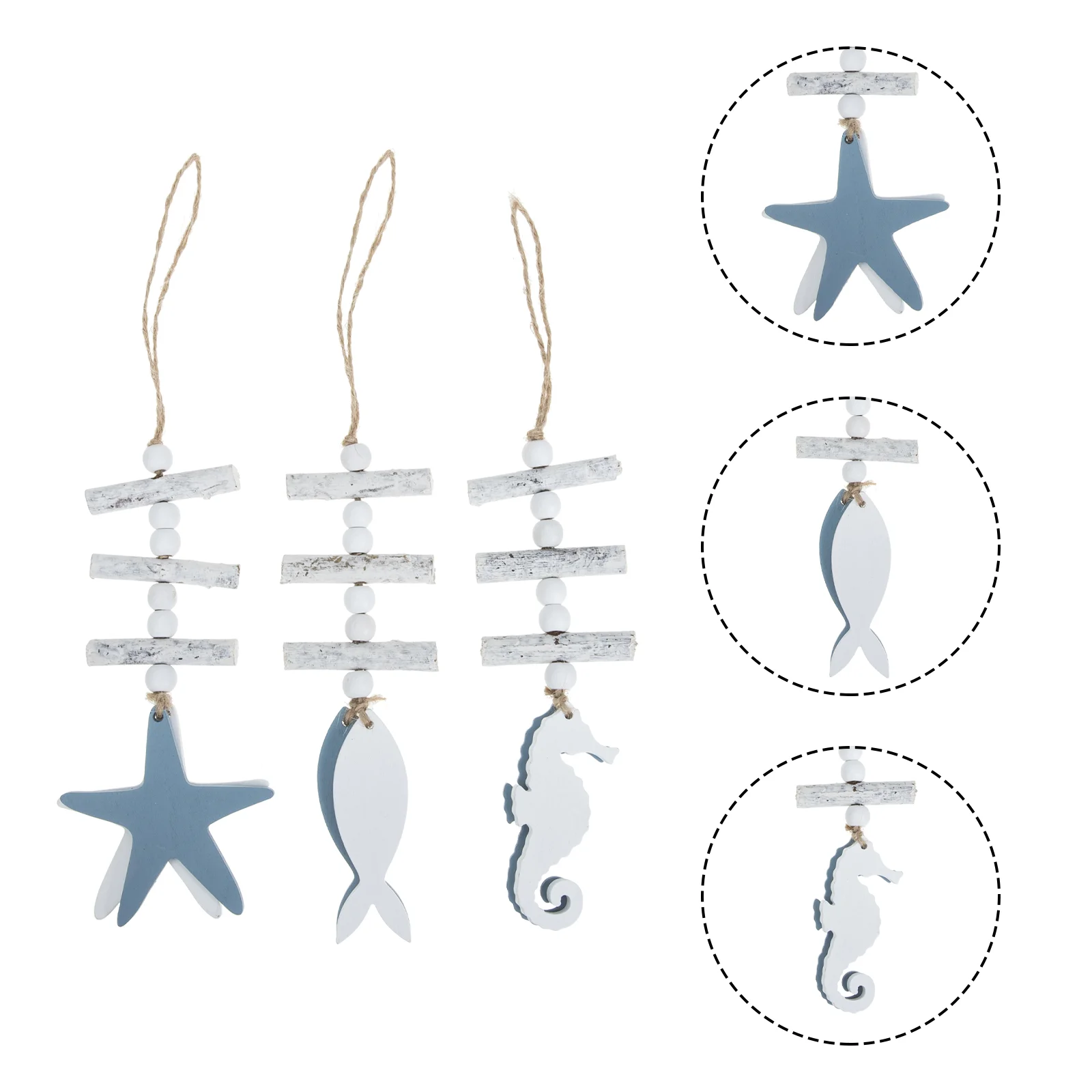 

3 Pcs Holiday Decorations Nautical Style Wall Ornament Marine Themed Home Hanging Mediterranean Pendant Ocean Adornment