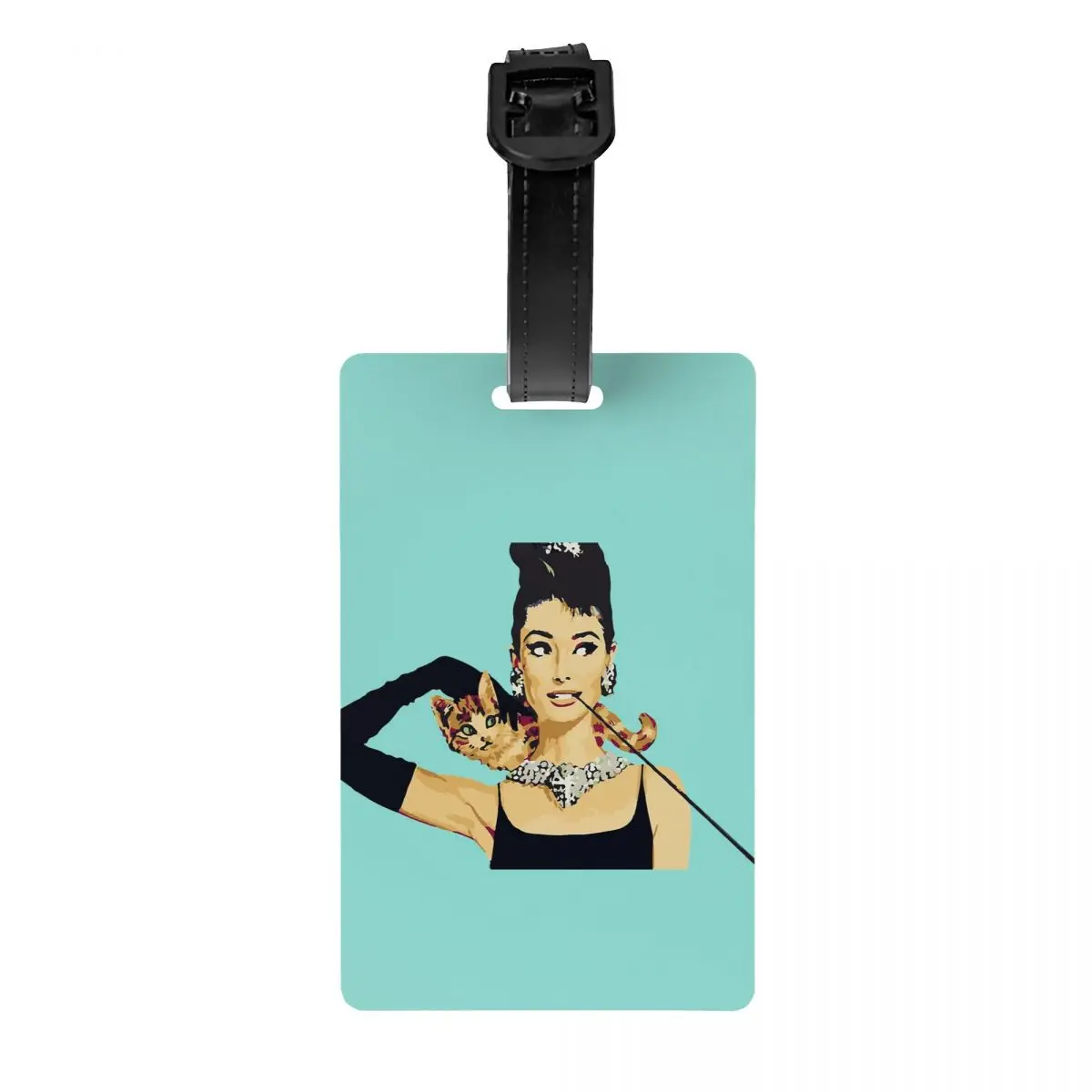 

Audrey Hepburn Cats Luggage Tags Suitcase PVC Travel Accessories Animals Cute Kitten Label Holder Baggage Tag ID Address Unisex