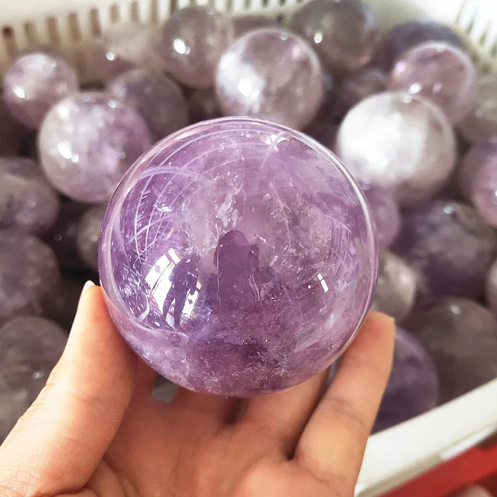 

6cm Crystal Orb Natural Amethyst Quartz Sphere Amethystine Gemstone Ball Healing Home Decor 1 PCS
