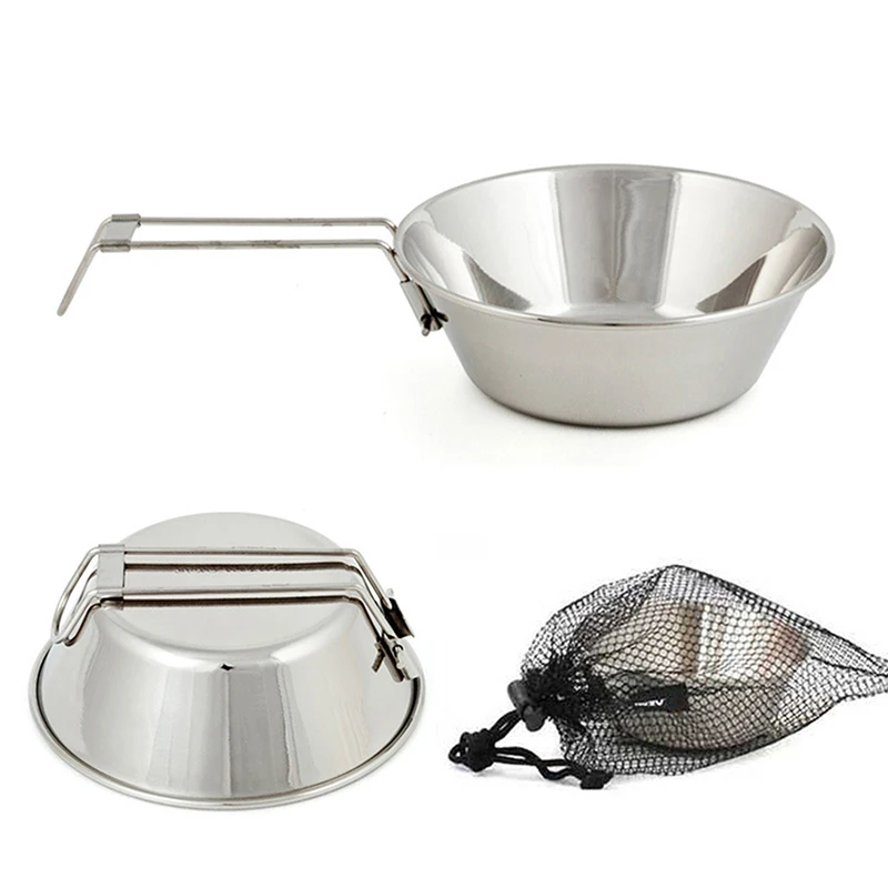 

Foldable Stainless Steel Bowl Food Dish Container Camping Hiking Cooking Tool Outdoor Tableware Foldable Bowl