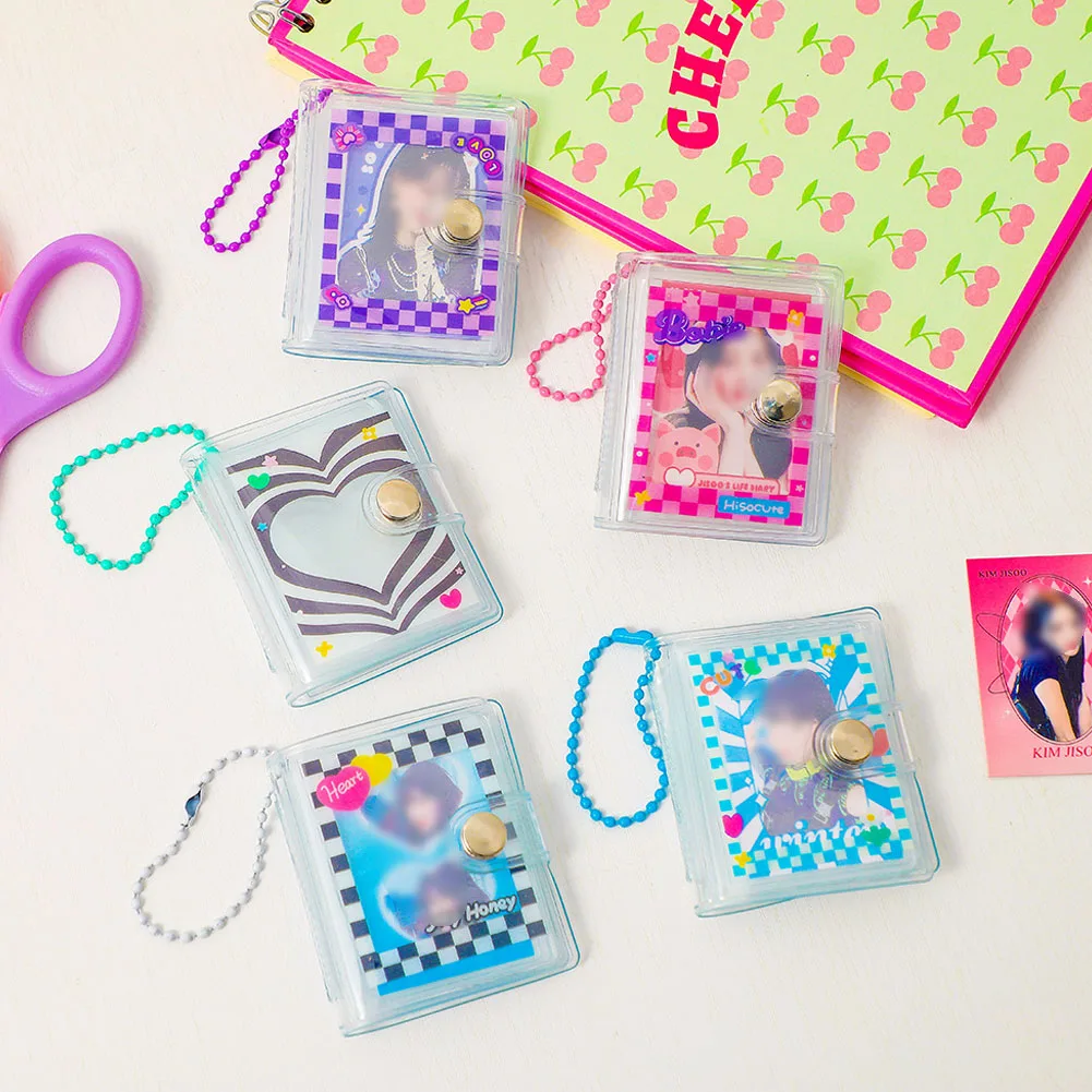 

2 Inch 16 Pockets Glitter Transparent Photocard Holder Cartoon Lovely Photocard Binder Instax Mini Album Photos With Key Chain