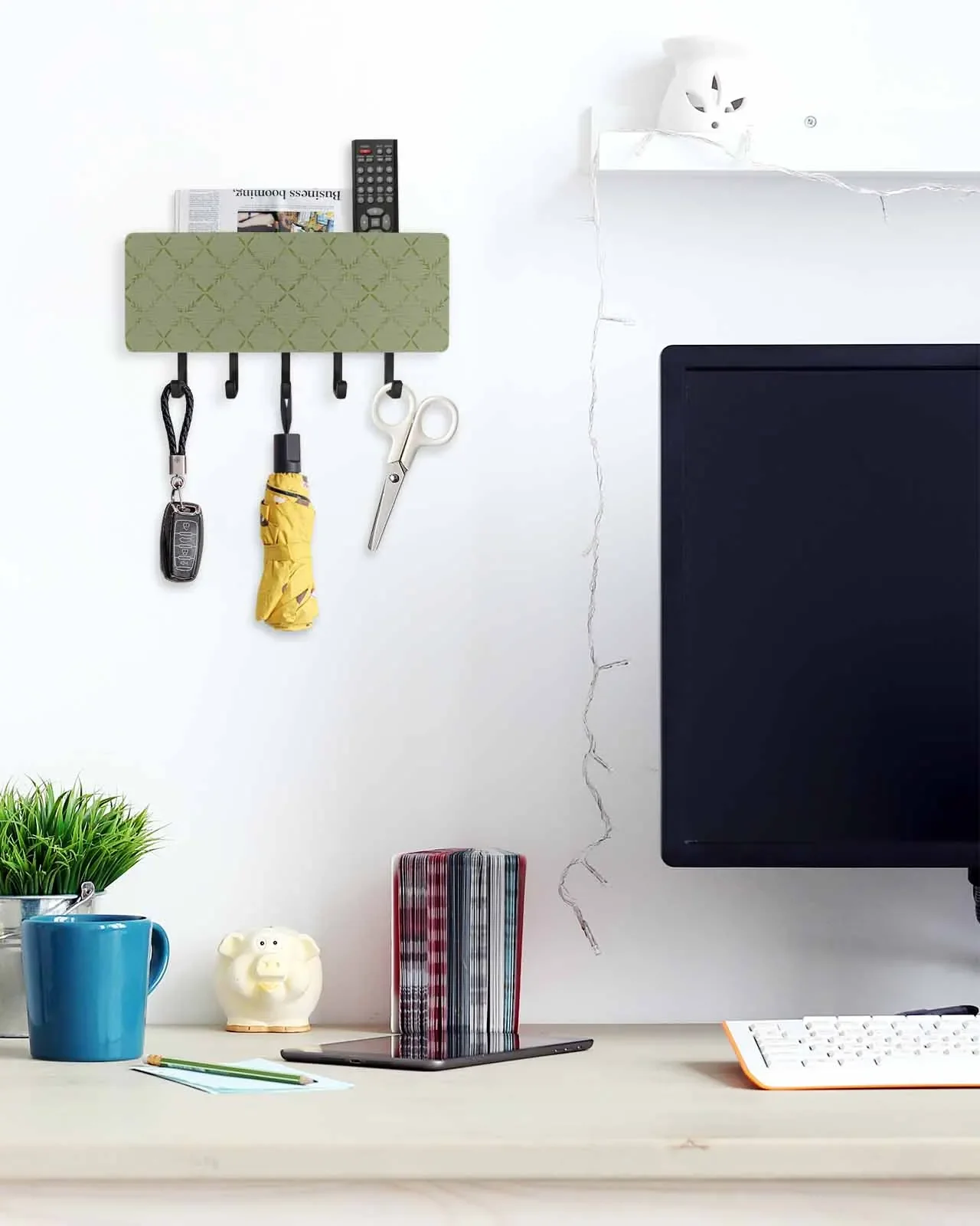 Алмазная сетка с текстурой зеленый деревянный держатель для ключей фермерского