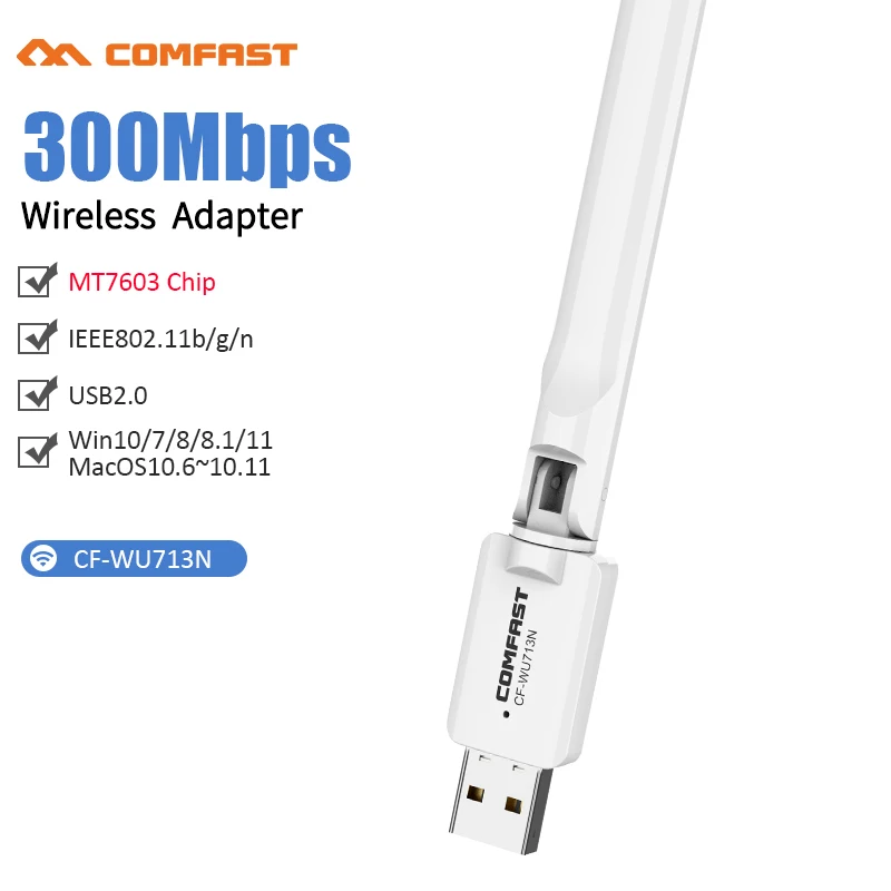 300 Мбит/с MT7603U беспроводная сетевая карта мини USB WiFi адаптер LAN Wi-Fi приемник донгл антенна 802,11 b/g/n для ПК Windows8 10 11
