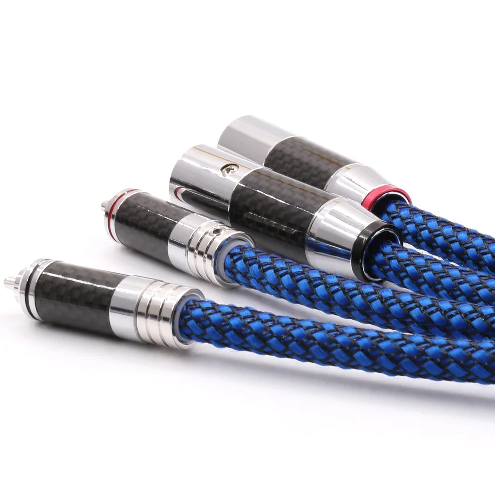 Фото Кабель HiFi Audio RCA-XLR с серебряным покрытием 6N OCC, черный, с разъемами из углеродного волокна, для AV-систем, CD-плееров, акустических систем №1