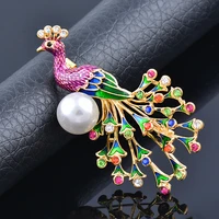 leeker vintage colorful solid peacock enamel brooch for women pin cubic zircon fashion jewelry accessories zd1 xs6