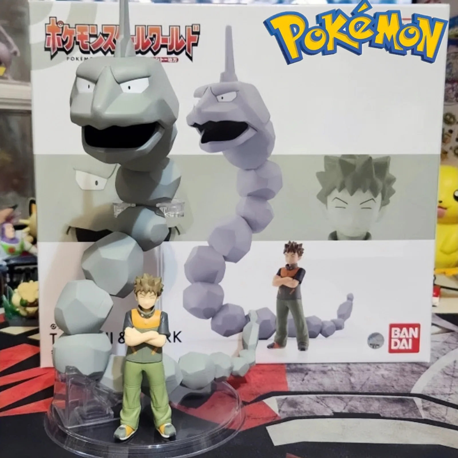 

Bandai Original SHOKUGAN Pokemon Scale World Kanto Region TAKESHI & IWARK Onix Brock Anime Action Figures Toys Gifts for Kids