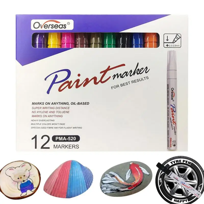

Tire Paint Marker Pen 6pcs/12pc Waterproof Paint Pen Diy Craft Art Supplies Tire Marker Lettering Waterproof Oil Based Paint
