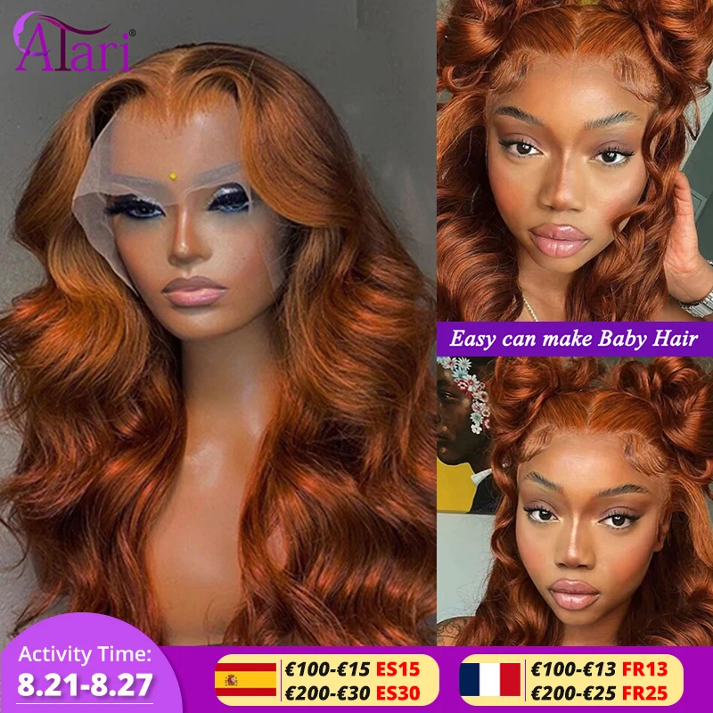 Dark Ginger 13X6 Transparent Lace Frontal Wig For Woman Ging