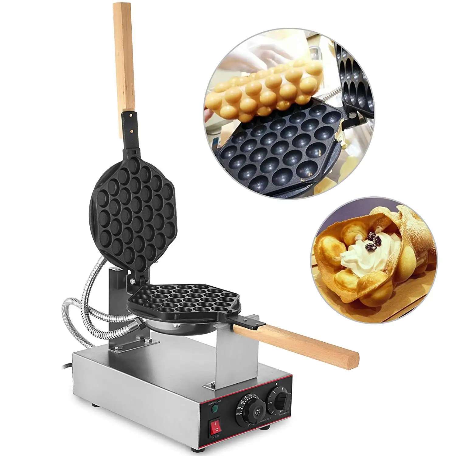 

220v Non-stick Pan Heating Plate Stainless Steel Bubble Maker Egg Waffle Machine