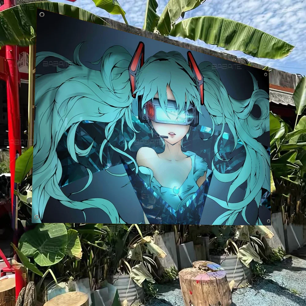 Милый-H-Hatsune M-Mikues DIY флаг для семейной группы фото гостиной дома и общежития декор