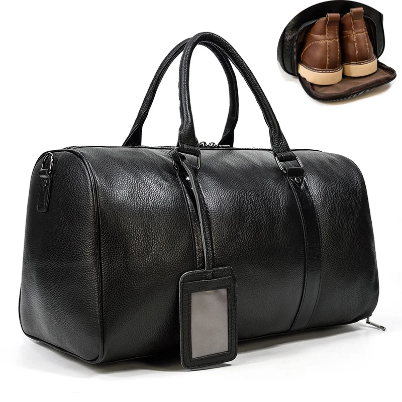 Cow leather travel bag luxury woman men duffle bags weekener bag leather bag for flight travel travelling bag male men gym bag