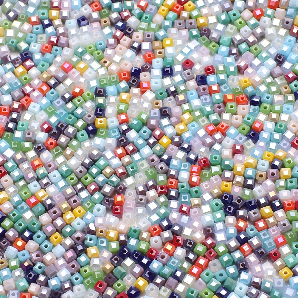 95 шт./лот 4 мм AB чешское стекло квадратный граненый кристалл куб свободные бусины