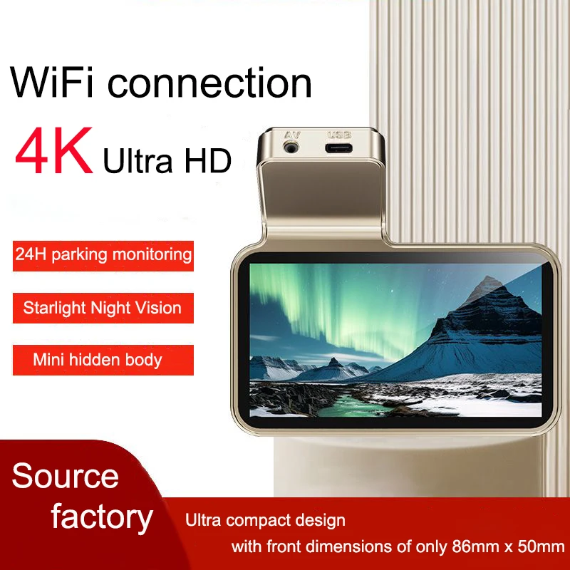 مسجل سيارة تاكوغراف مخفي 3 بوصة 4K Ultra HD كاميرا داش صغيرة BlackBox DVR شاشة كاميرا أمامية وخلفية مرآة محرك مسجل