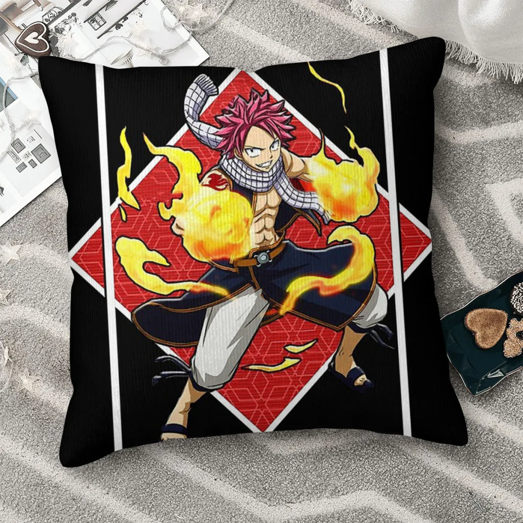 

NATSU DRAGNEEL Essential Throw Pillow Case FAIRY TAIL Magic Adventure Anime Backpack Cojines Covers DIY Printed Reusable Decor
