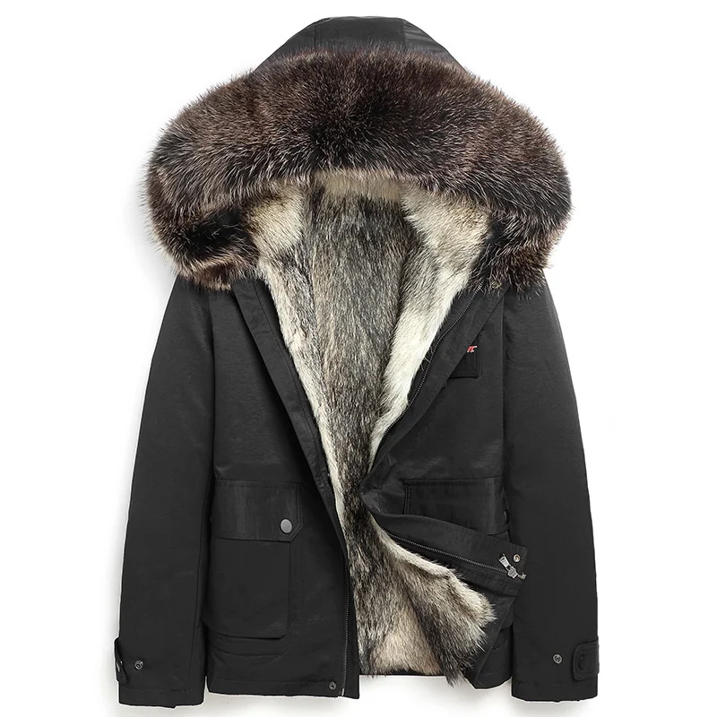 

Coat High quality Casual Winter 100% Thick Raccoon Casaco Liner Parkas Warm Men Jackets 2023 Real Masculino Men's Fur