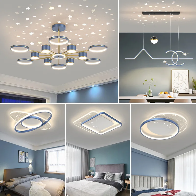 2023 New Starry Sky Ceiling Suspended Lamp Simple Modern Atmosphere Light Luxury Main Lamp Full House Package Combination