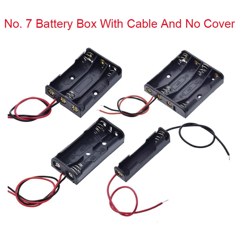 

2PCS AAA Size 7 Battery Storage Box Enclosure Bracket Leads with 1 2 3 4 Slot Container Bag DIY Standard Battery Charging Case