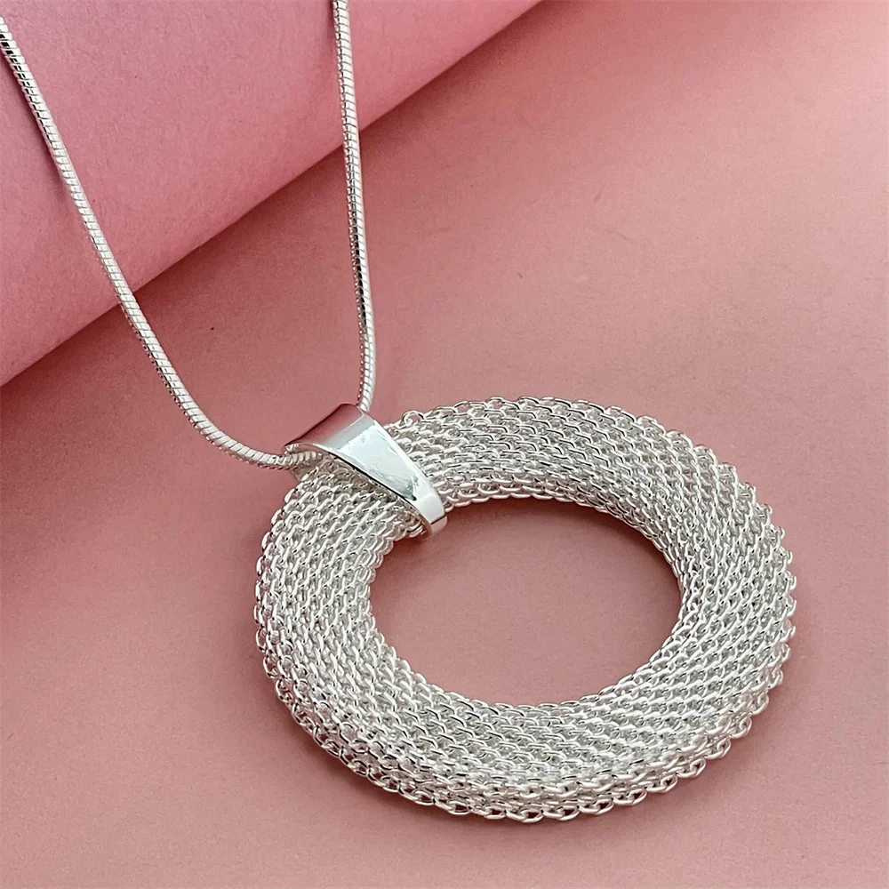 Ожерелье из серебра 925 пробы в виде сетки подходит для повседневной носки мужчин