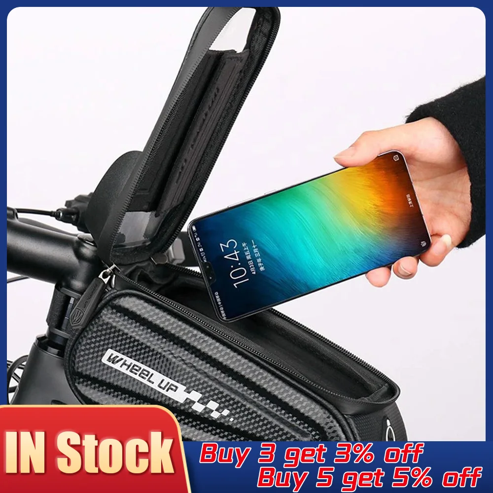 Сумка для велосипеда WHEEL UP водонепроницаемая передняя рама верхняя труба для велосипеда с отражающими элементами 6,5-дюймовый чехол для телефона с сенсорным экраном MTB аксессуары для велосипеда.