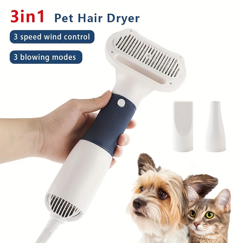 

3 in 1 Pet Dog Dryer Quiet Dog Hair Dryers and Comb Brush Grooming Kitten Cat Hair Comb Puppy Fur Blower Low Noise Temprature