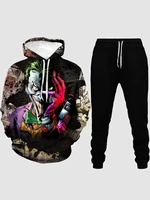 mens sportswear set 3d clown print hoodie horror hip hop pants set two piece hoodie set autumn and winter 2022