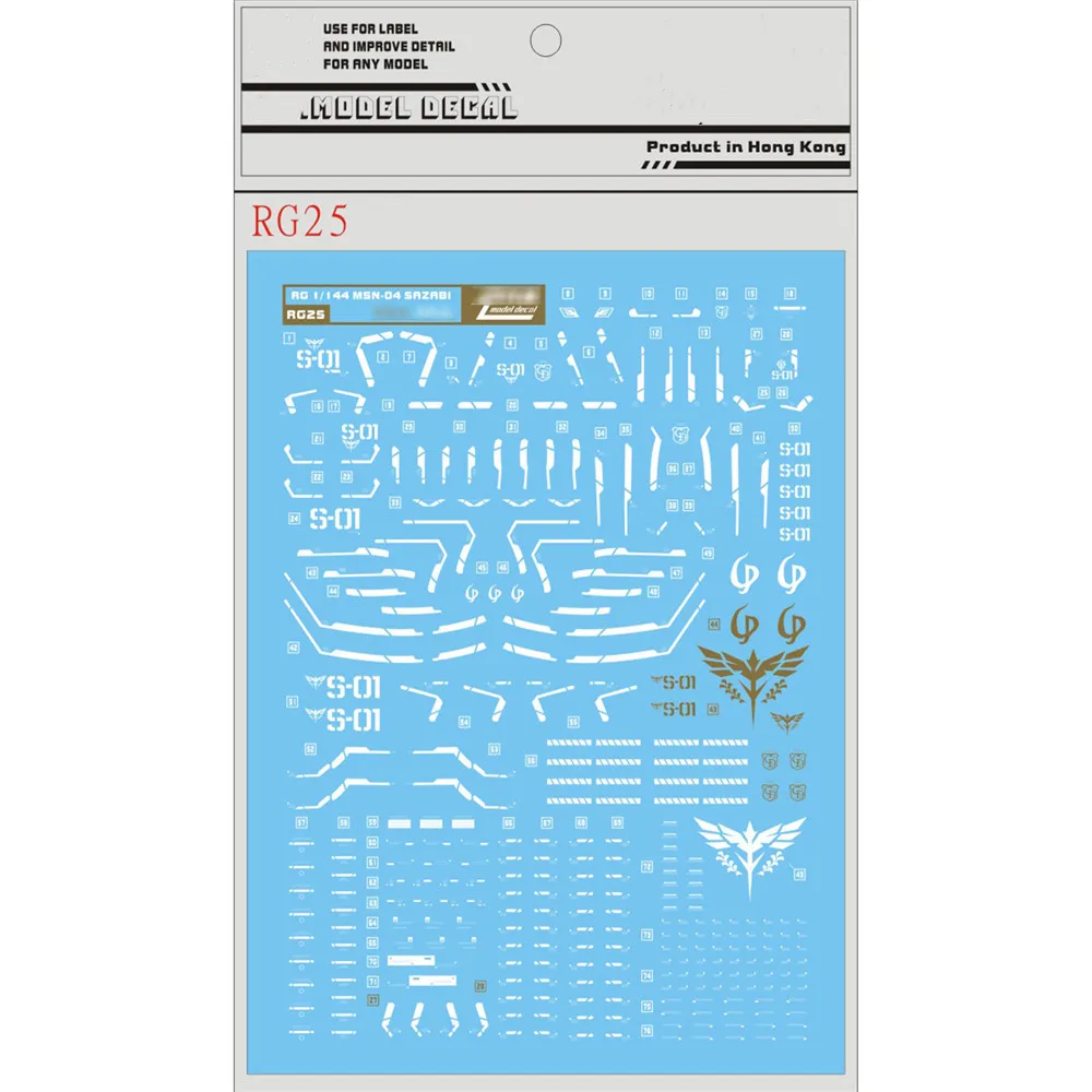 

Unique DIY Water Decal Paste for Bandai RG 1/144 MSN-04 SAZABI Gundam Sticker Model Decoration Stickers