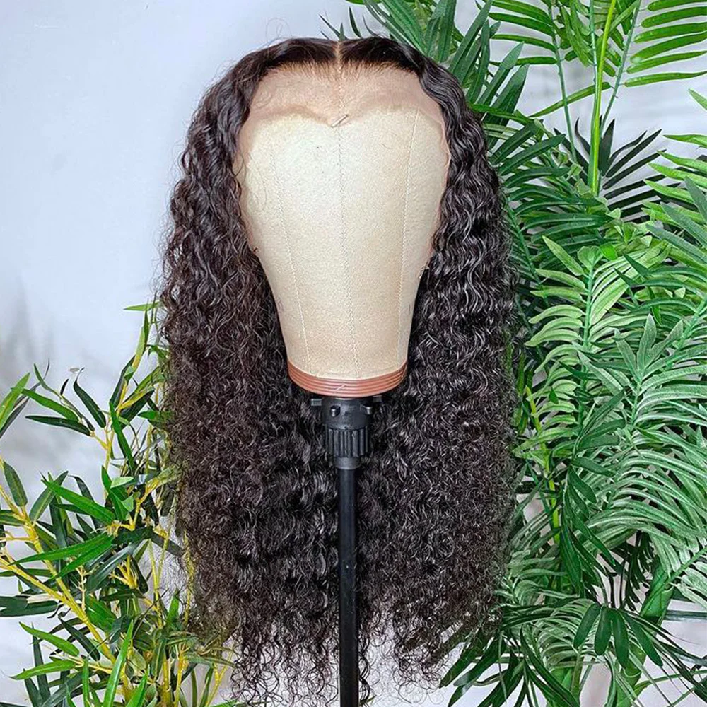 

Synthetic Lace Front Wigs Long Kinky Curly Black For Women With PrePlucked Baby Hair Heat Resistant Fiber Hair Daily Wear Wig