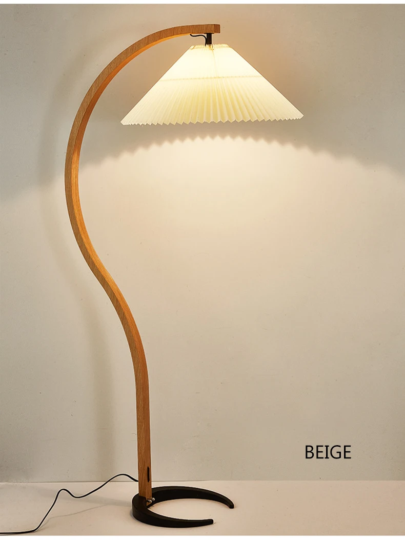 

Современная напольная Светодиодная лампа в скандинавском стиле из цельной древесины, плиссиросветодиодный лампа для гостиной, кабинета, д...