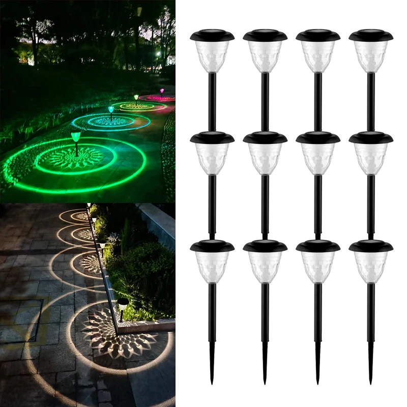 

1/4/8/12pcs Outdoor Solar Light for Pathway Walkway RGB Plug Light Waterproof Garden Decorative Ground Lamp For Porch Yard Lawn