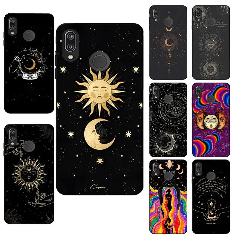 Sun And Moon Phone Case For Honor 7A Pro 20 10 Lite 7C 8A 8X 8S 9X 10I 20I Black Silicone Funda Shell Cover