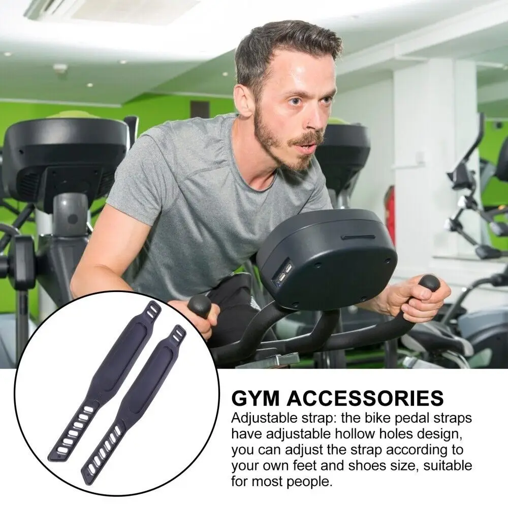 

2 Pcs Anti-Slip Adjustable Exercise Black Pedal Straps Foot Fixed Strap Cycling Foot Straps Bike Straps