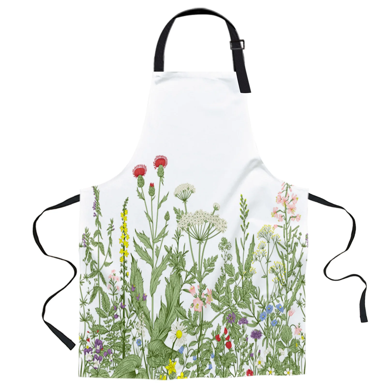 

Vintage Herb Pure White Design Adjustable Canvas Kitchen Coffee Apron Ladies Couple Cooking Dining