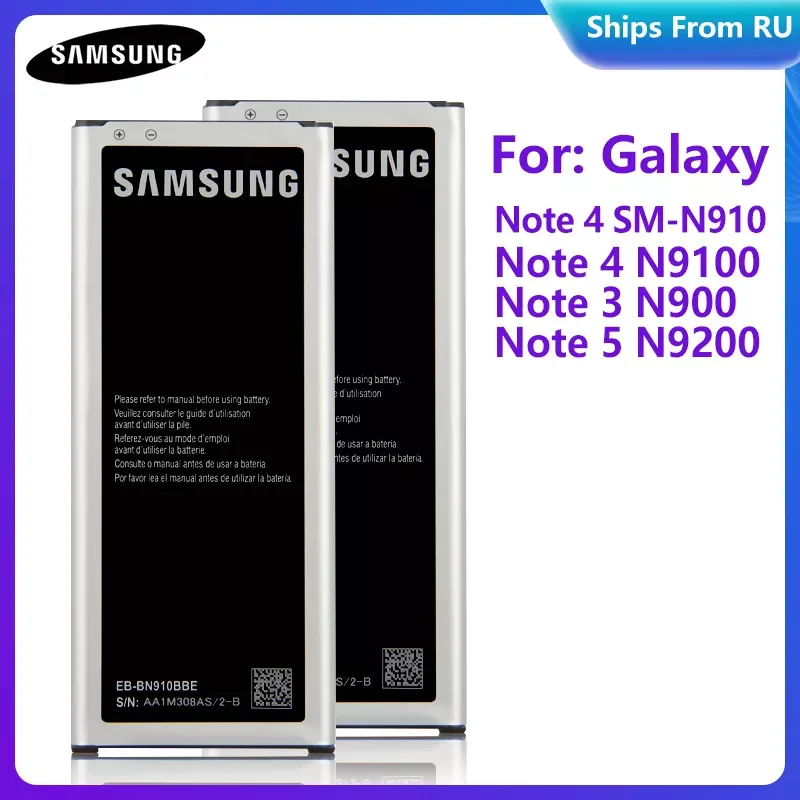 

Original Battery EB-BN910BBU EB-BN910BBC EB-BN910BBE For Samsung GALAXY NOTE 4 N910C N9100 N9106W N9108 Note 3 N9002 Note5 N9200