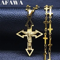 jesus cross stainless steel necklace womenmen gold color small christian pendant necklaces jewery collares de mujer n8067s02
