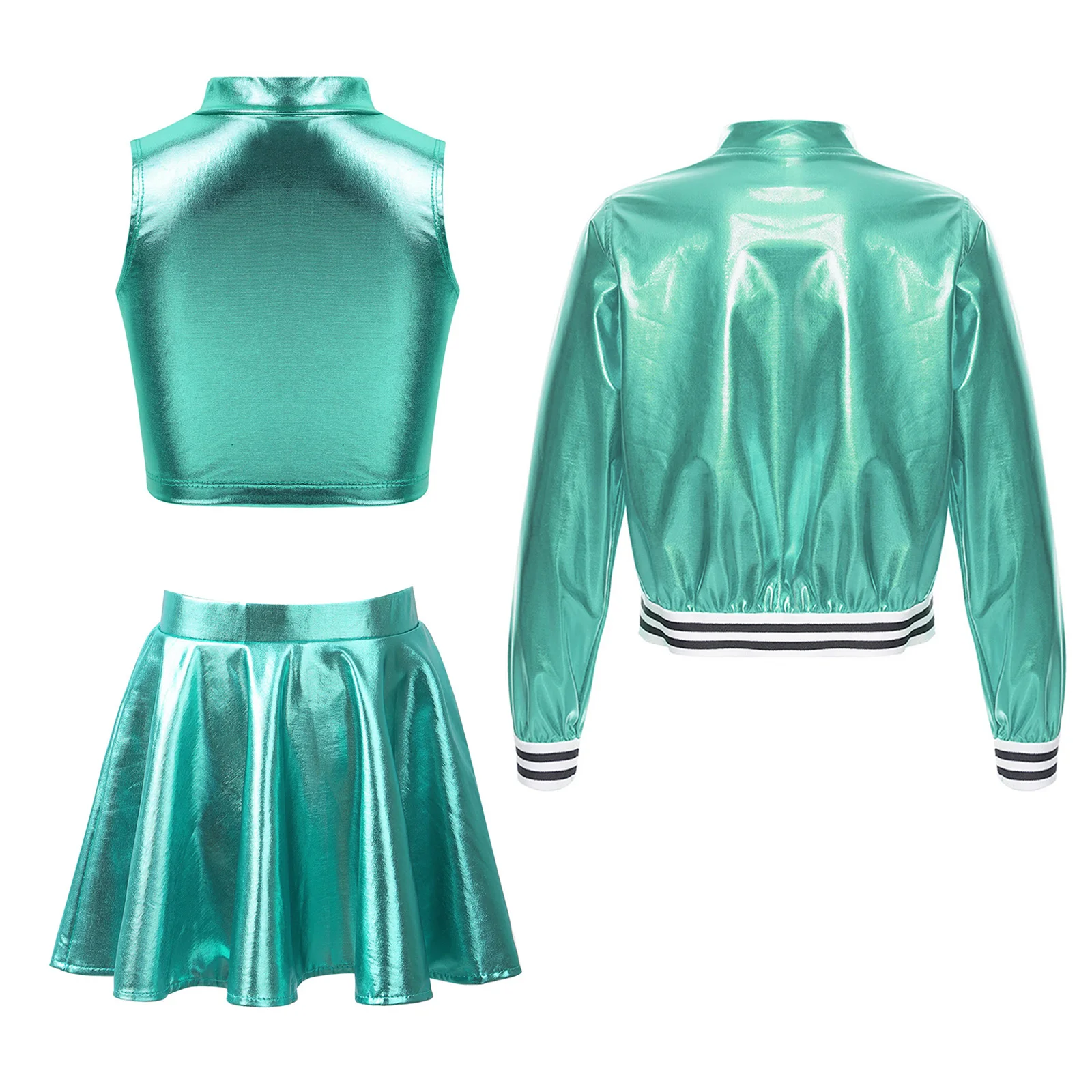 Детские танцевальные комплекты для девочек короткий топ с юбкой и длинным