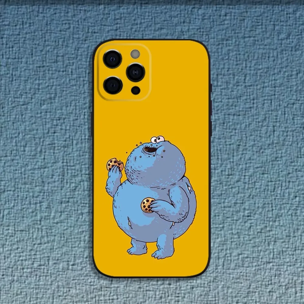 Забавный чехол для телефона C-Cookie-M-Monster iPhone 16 15 14 13 12 11 Pro X XS Max XR Plus мягкий черный