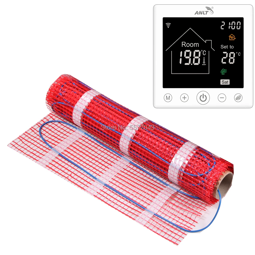 

230V 100W/M2 Underfloor Electric Wire Heating Mat Kit System For Bathroom Tiles Warming Up With Wifi App Thermostat