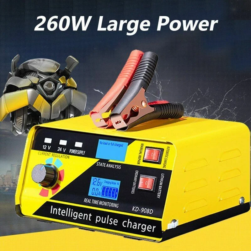 

Умное зарядное устройство 12V2 4 в для свинцово-кислотных аккумуляторов, подходит для автомобилей, грузовиков, лодок, высокая мощность 260