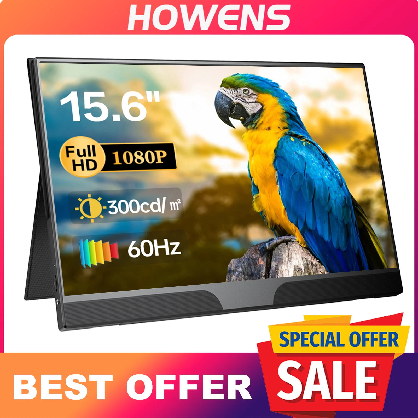 Портативный монитор HOWENS 15 6 дюйма 1080P FHD HDR