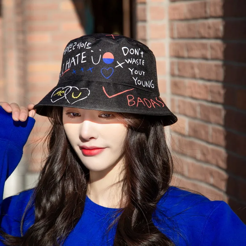 

Letter Printing Bucket Hat 100% Cotton Caps for Men Panama Hats Fashion Girls Boys Travel Bob Caps Women Casual Summer Sun Hat