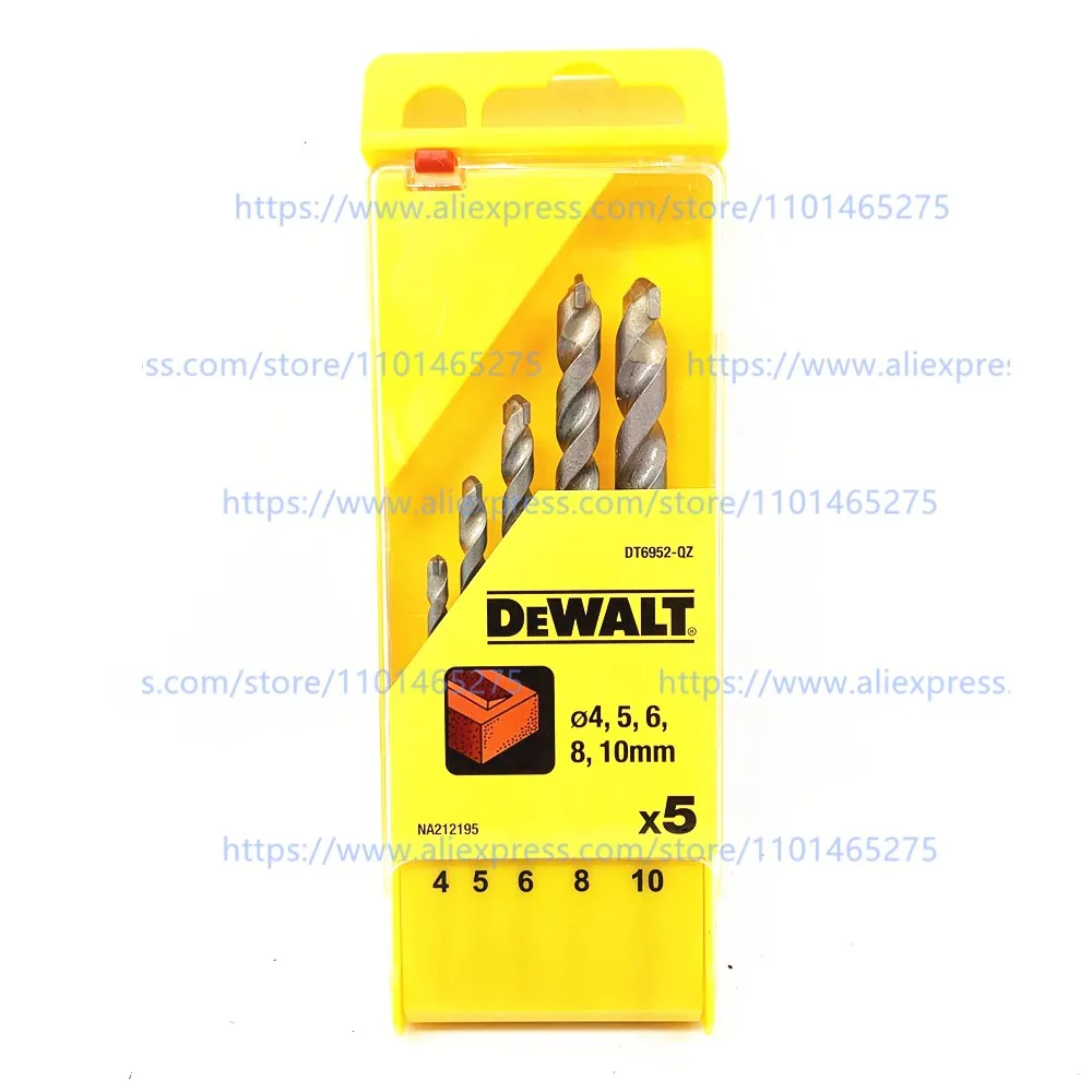 DEWALT Round Shank Impact Masonry Drill Bits 5 Pcs Set 4/5/6/8/10mm Hand Drill Twist Drill Set