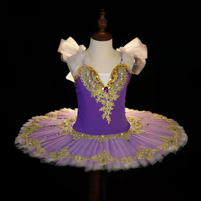 

Professional Ballet Tutu Girls Purple Platter Pancake Tutu Ballerina Party Dress Adult Women Child Kids Ballet Dance Costume
