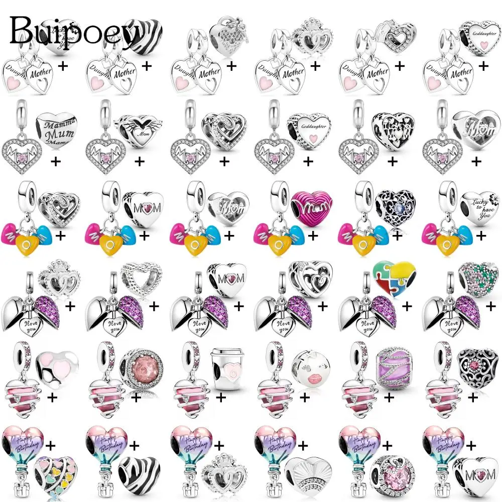 

Подвеска Buipoey, с розовым сердцем, для мамы и дочки, 2 шт./лот