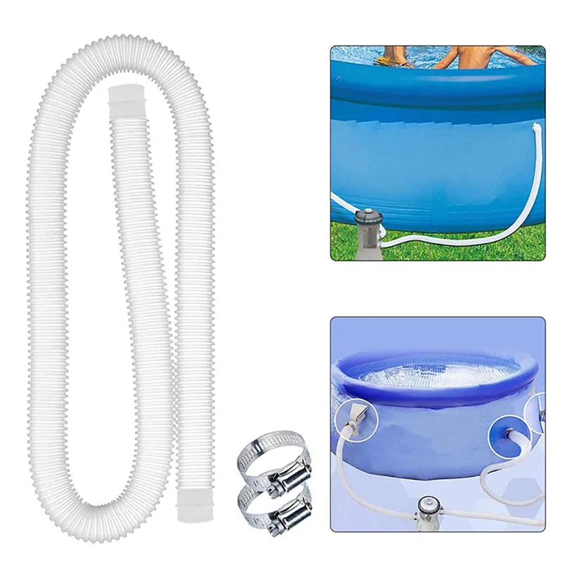 

32mm 1.5m Swimming Pool Replacement Hose and Clamp Pool Filter Pump Replacement Hose Water Replacement Pipe