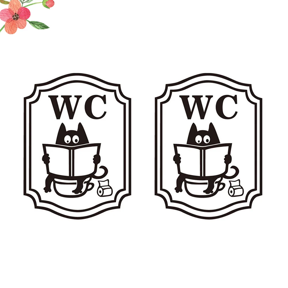 

2PCS WC Wall Stickers Removable Washroom Decal for Hotel Home